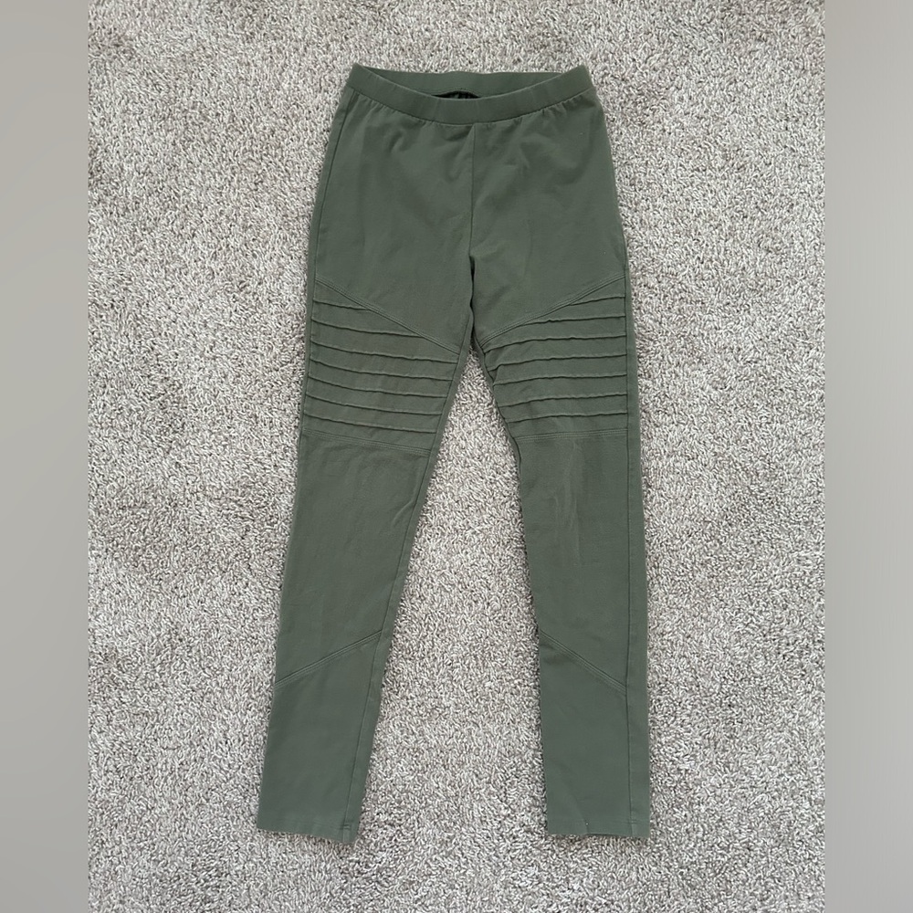 art class girls moto leggings in olive green size large 10/12 - like new!